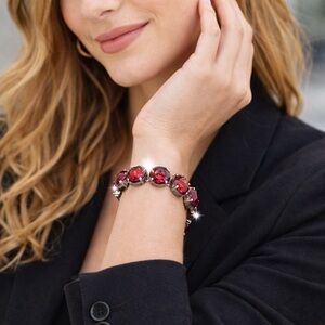Handmade Swarovski Crystal Bracelet Ruby Red Rivoli Artisan Fine Jewelry
